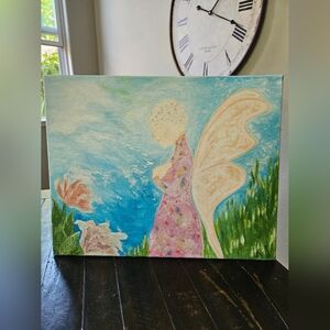 Beautiful Angel Canvas With Flowers